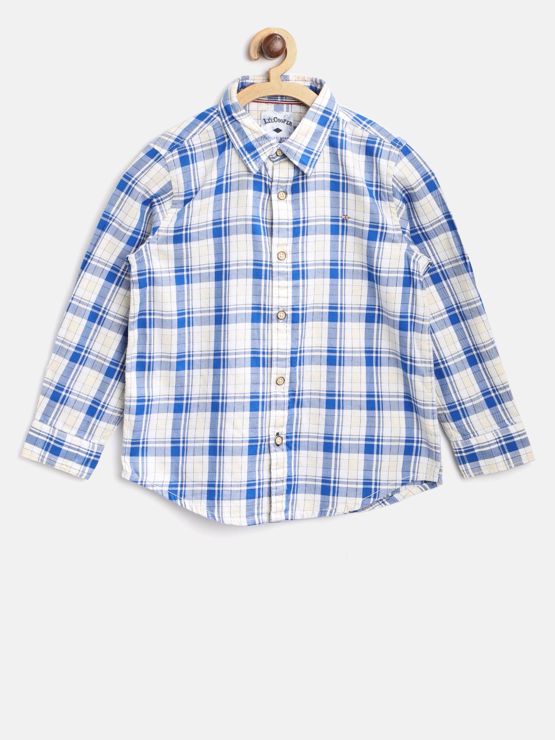 

Lee Cooper Boys Blue & Off-White Regular Fit Checked Casual Shirt