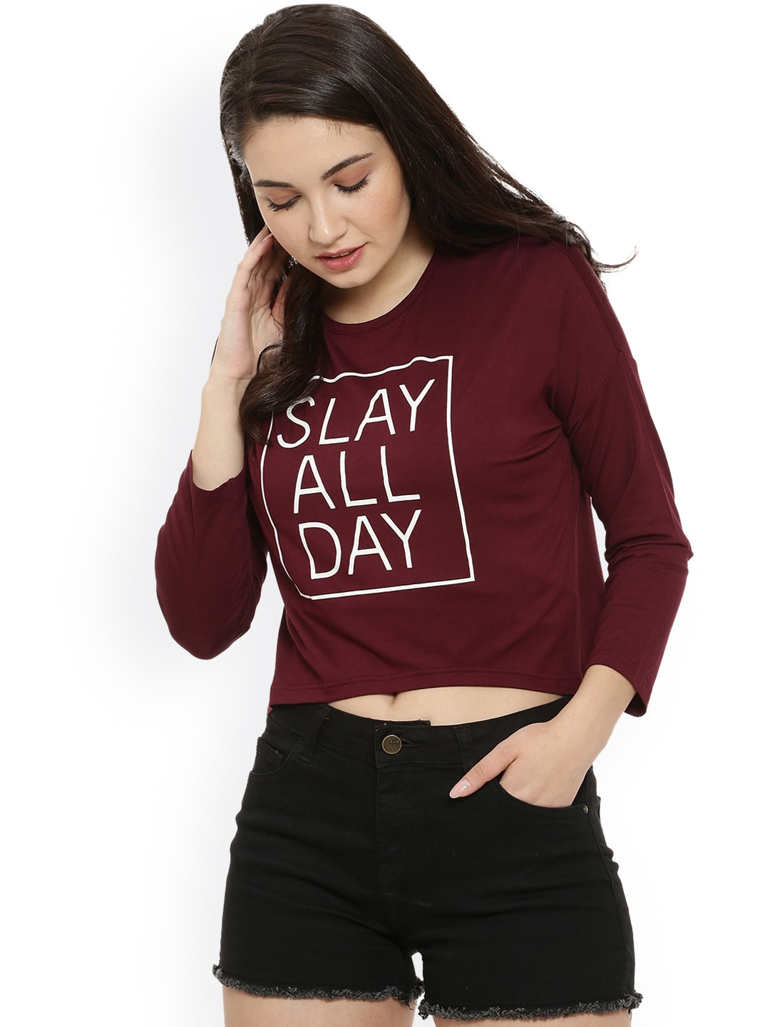 

Campus Sutra Women Maroon Printed Top