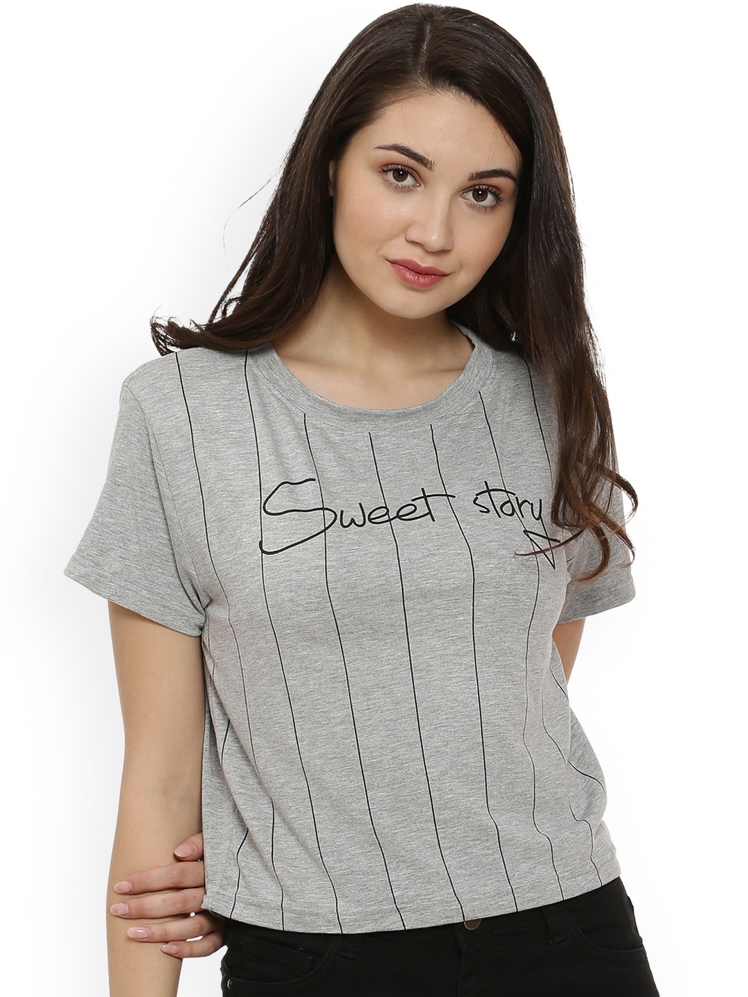 

Campus Sutra Women Grey Printed Top