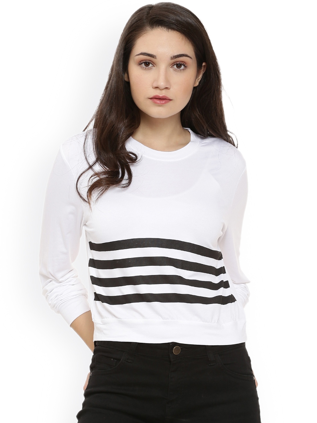 

Campus Sutra Women White Striped Top