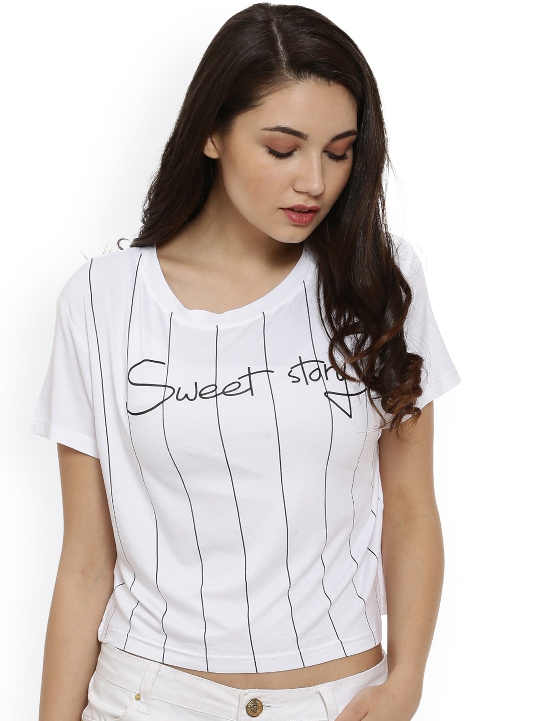 

Campus Sutra Women White Printed Crop Top