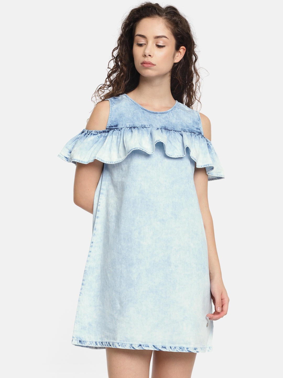 

Pepe Jeans Women Blue Washed A-Line Dress