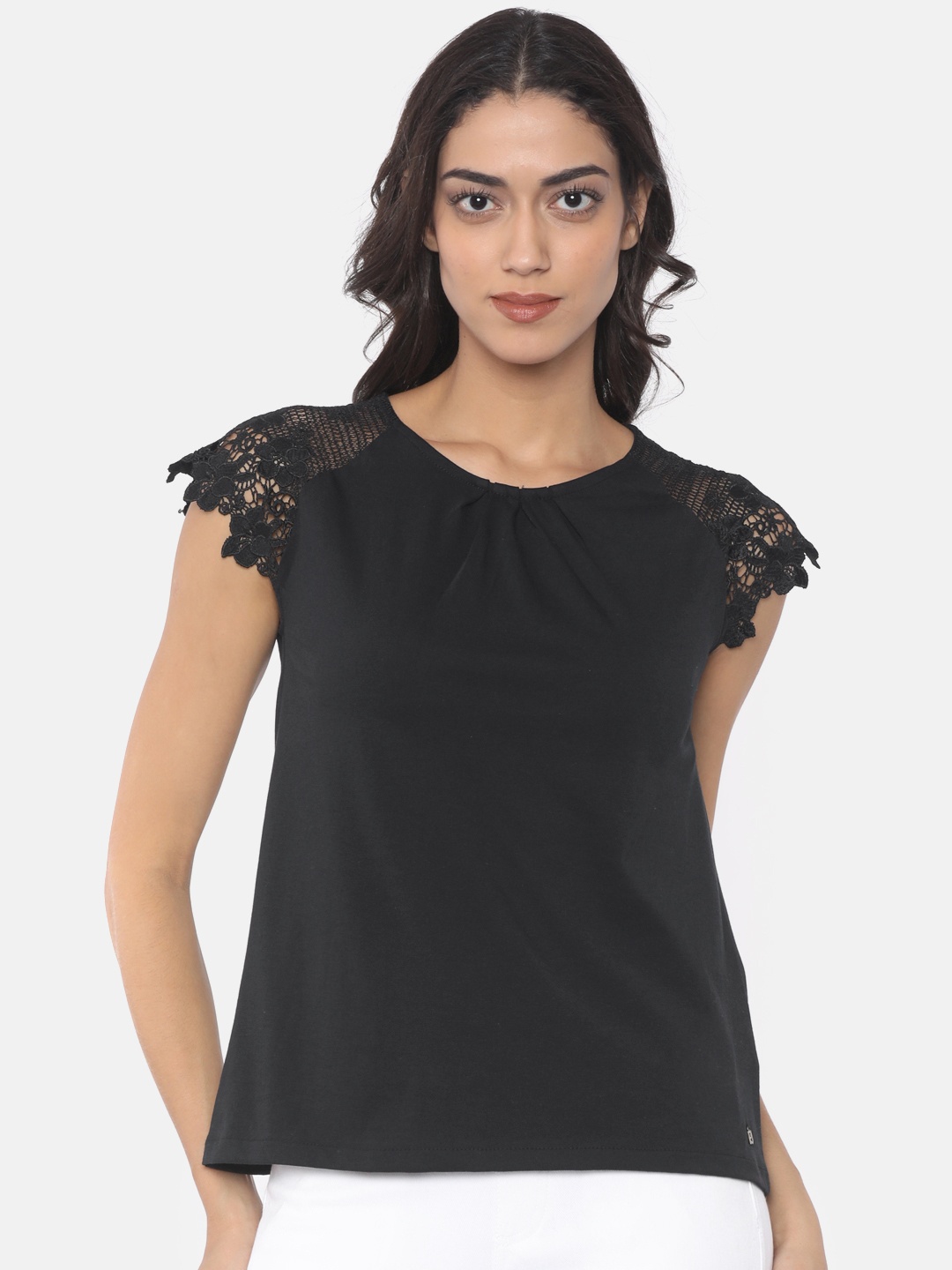 

Pepe Jeans Women Black Solid Pure Cotton Top