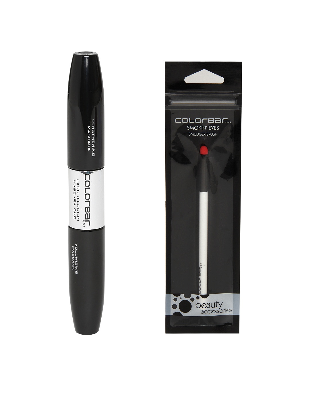 

Colorbar Women Set of Black Lash Illusion Mascara Duo & Smudge Brush