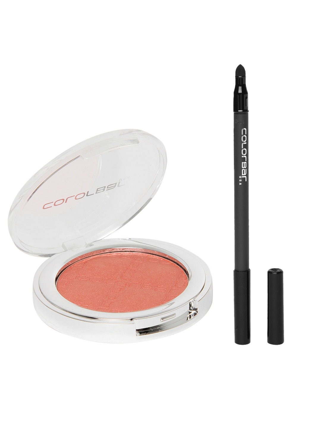 

Colorbar Set of Cheekillusion Blush -Coral Craving 009 & Just Smoky Kajal - Just Black 001, Silver