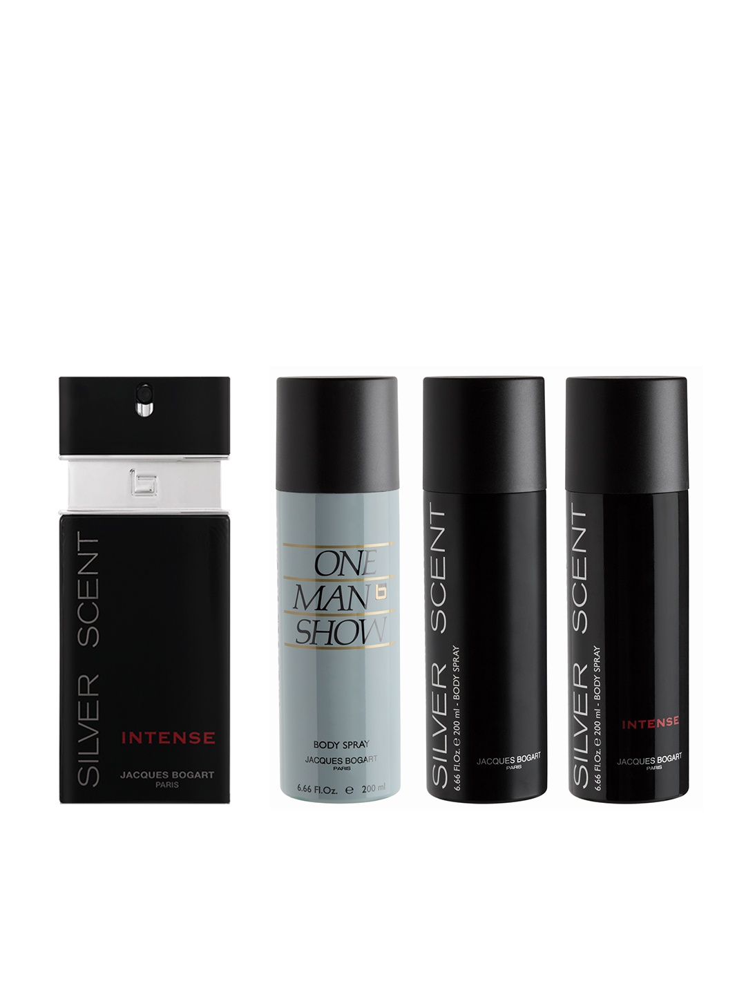 

JACQUES BOGART Men Pack of 3 Body Spray and Perfume, Black