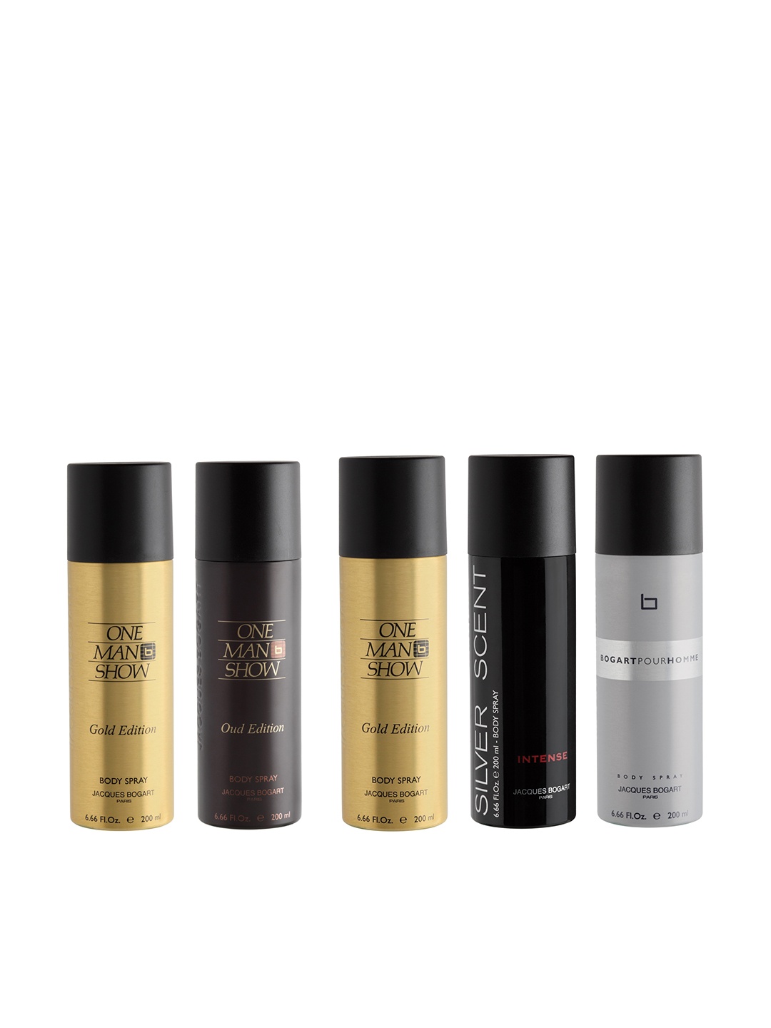 

JACQUES BOGART Mens Pack Of 4 Deodorant Body Sprays, Gold