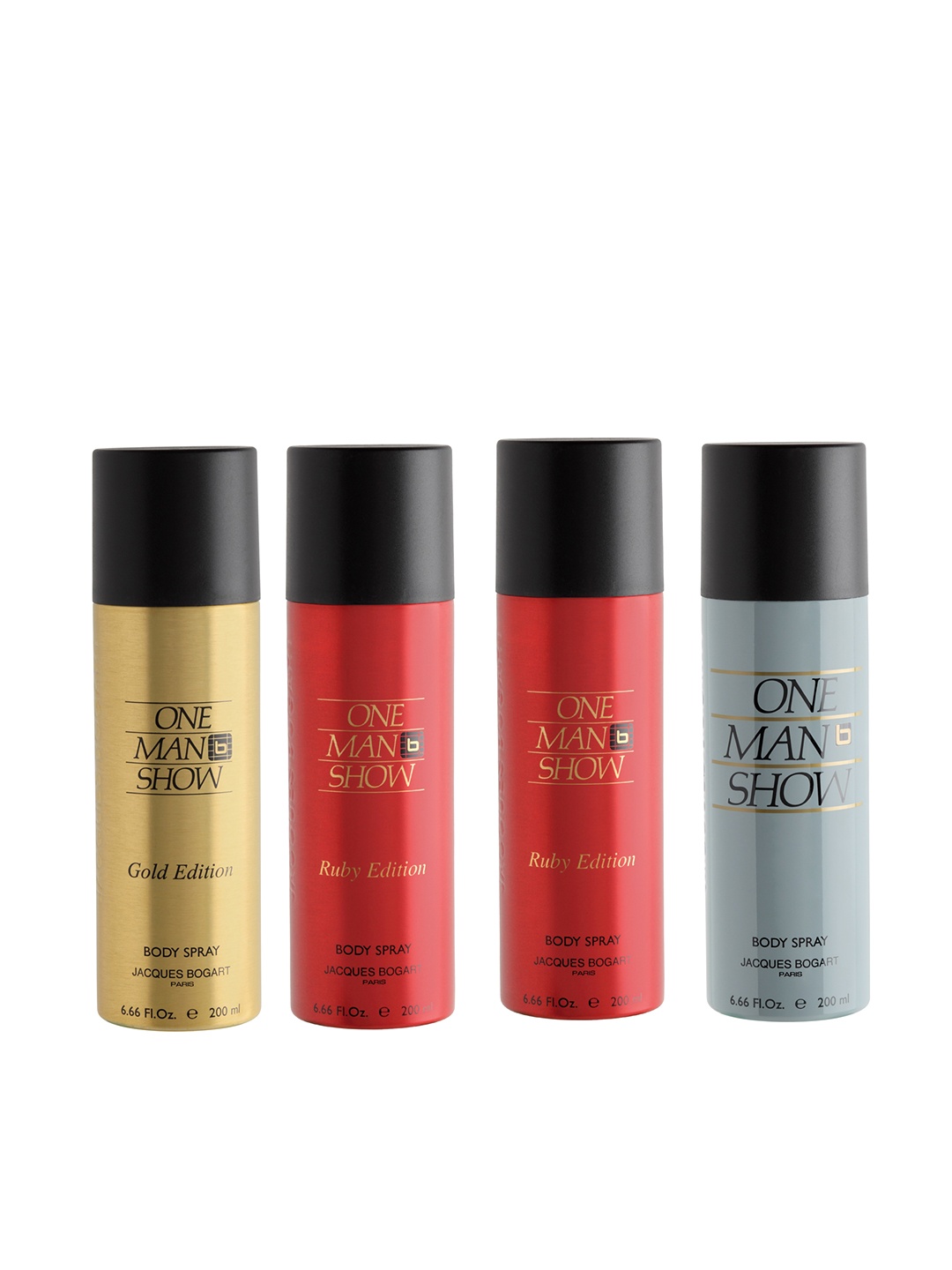 

JACQUES BOGART Mens Pack Of 4 Deodorant Body Sprays, Gold
