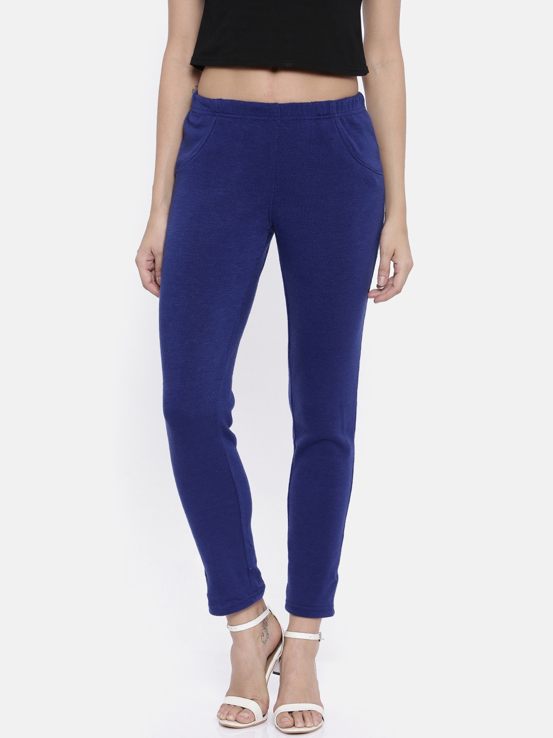 

Global Desi Women Blue Solid Leggings