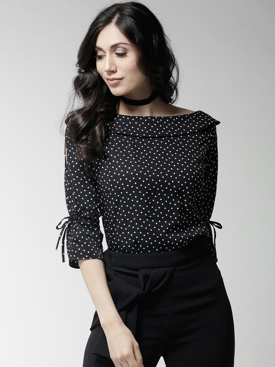 

Style Quotient Black Polka Dot Print Top