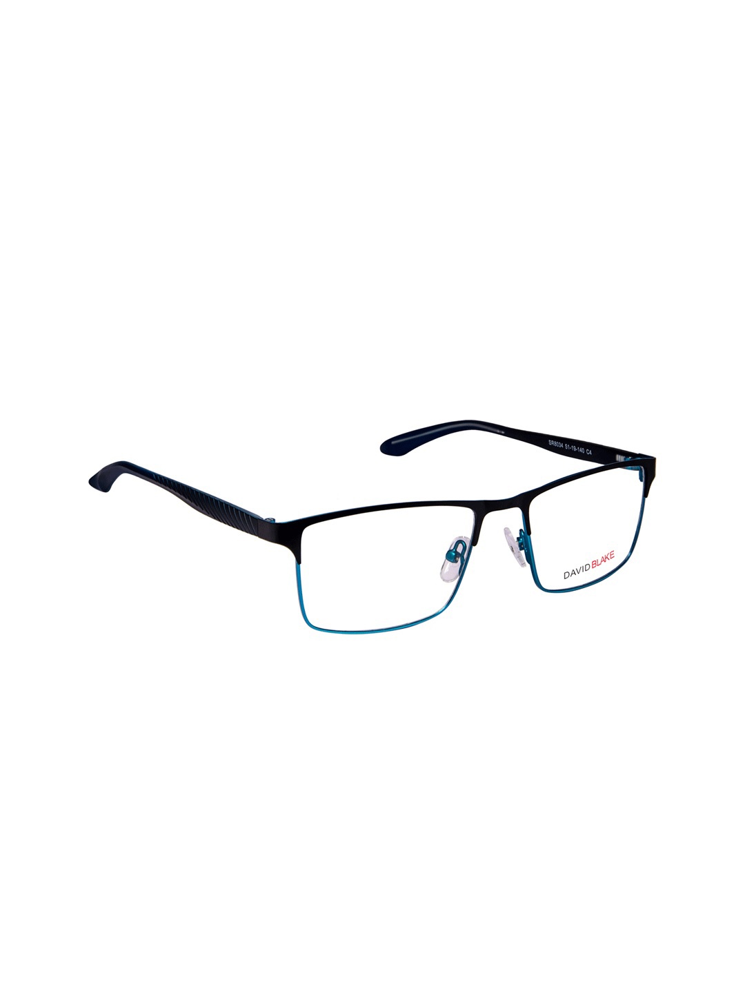 

David Blake Unisex Black & Blue Solid Full Rim Rectangle Frames