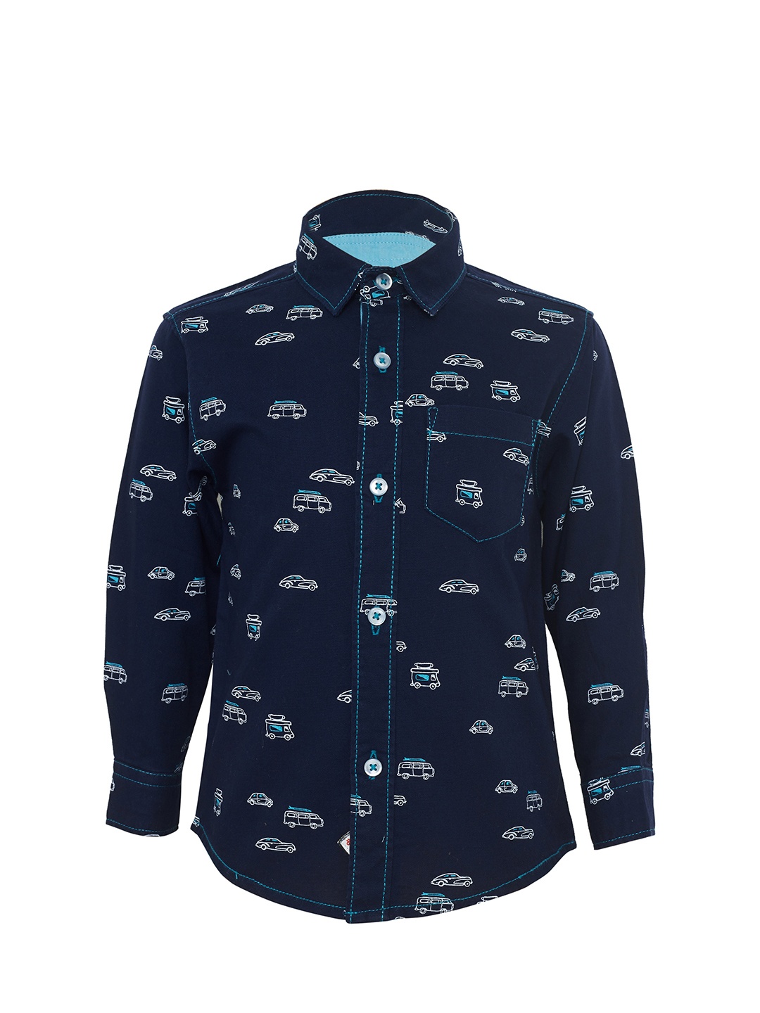 

TALES & STORIES Boys Navy Blue Regular Fit Printed Casual Shirt