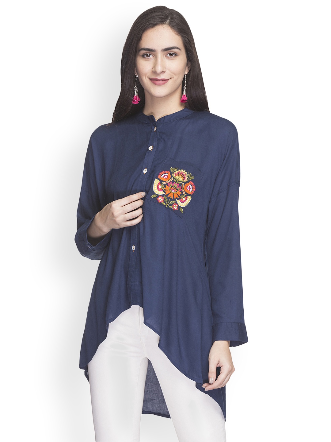 

Globus Navy Blue Solid Tunic