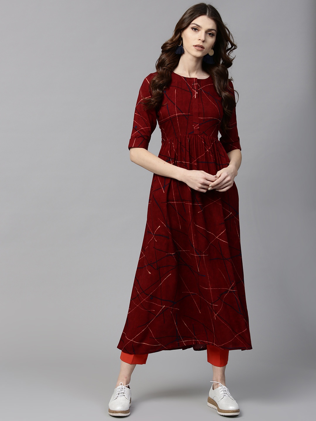 

Gerua By Libas Women Maroon Printed A-Line Kurta