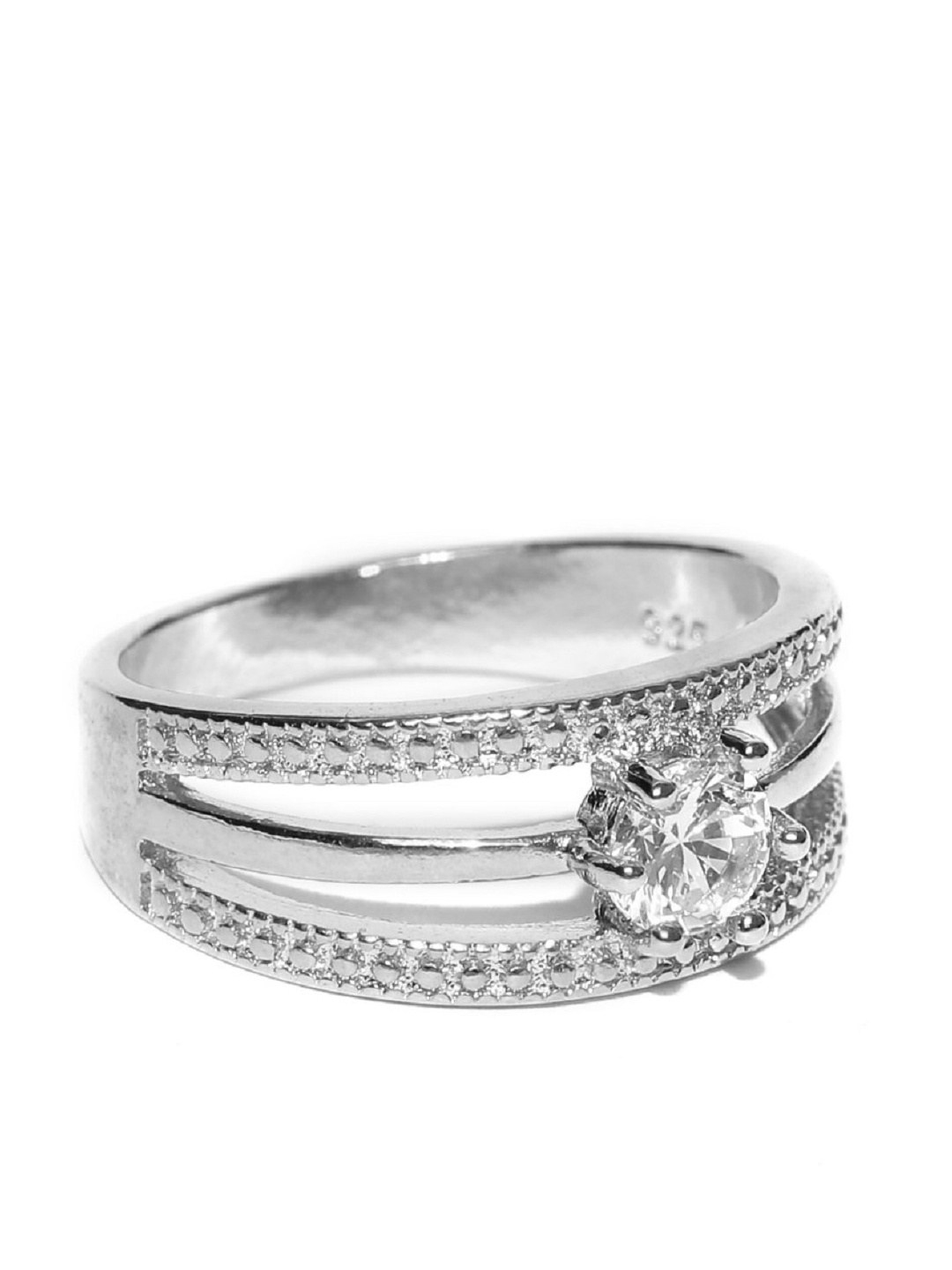 

OOMPH Silver Plated Statement Zirconia Finger Ring