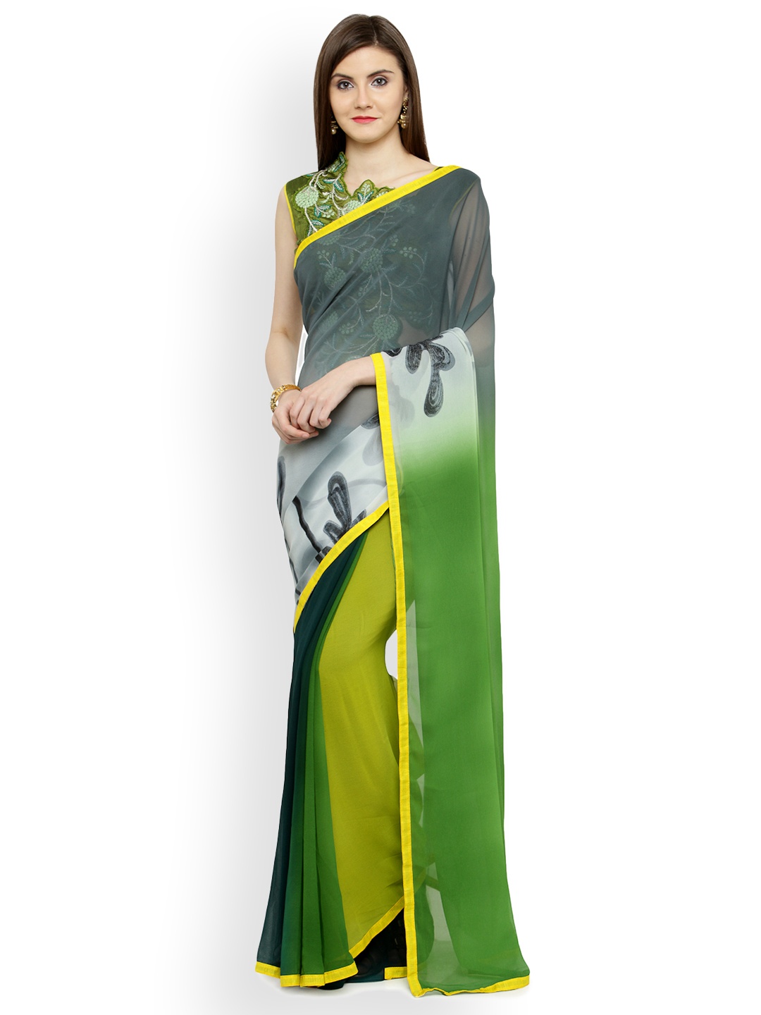

Shaily Green Embellished Pure Georgette Saree