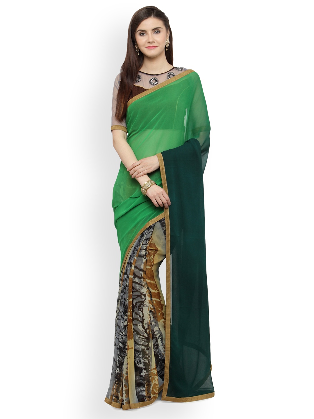 

Shaily Green Embellished Pure Georgette Saree