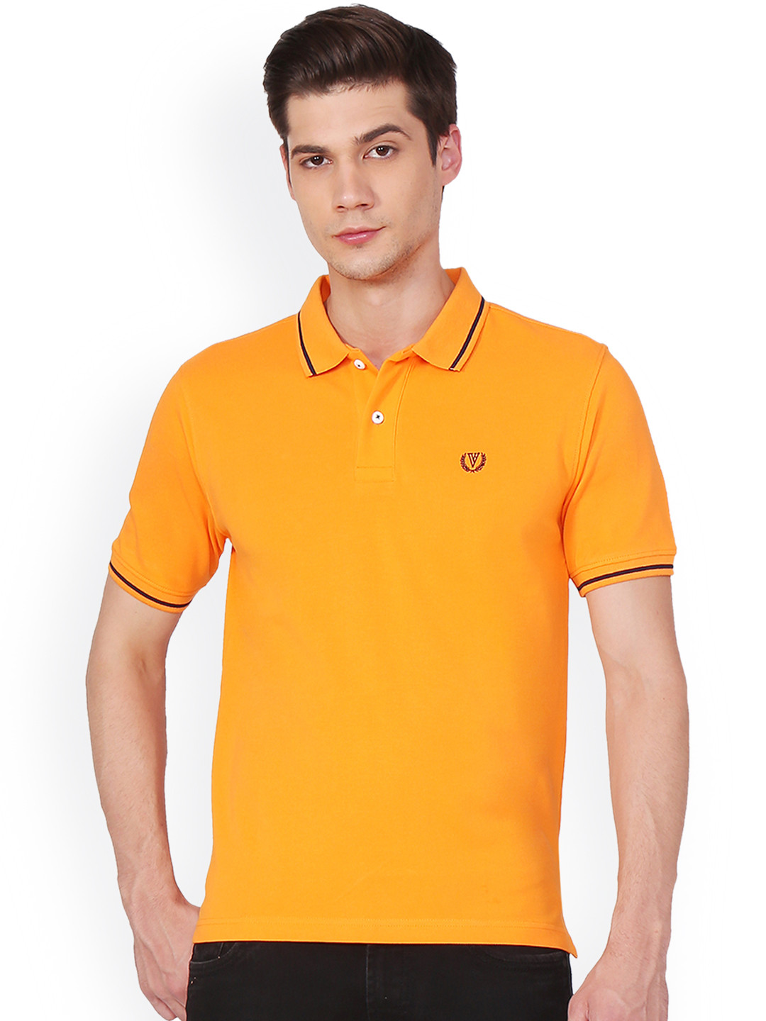 

Van Heusen Sport Men Orange Solid Polo Collar T-shirt