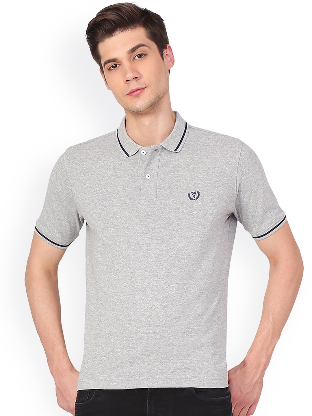 

Van Heusen Sport Men Grey Solid Polo Collar T-shirt