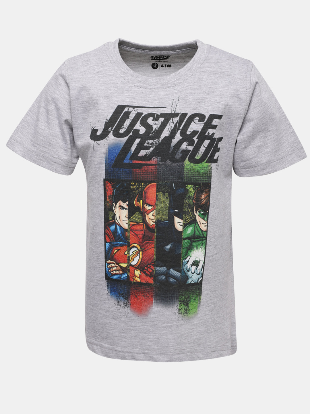 

YK Justice League Boys Grey Melange Printed Round Neck T-shirt