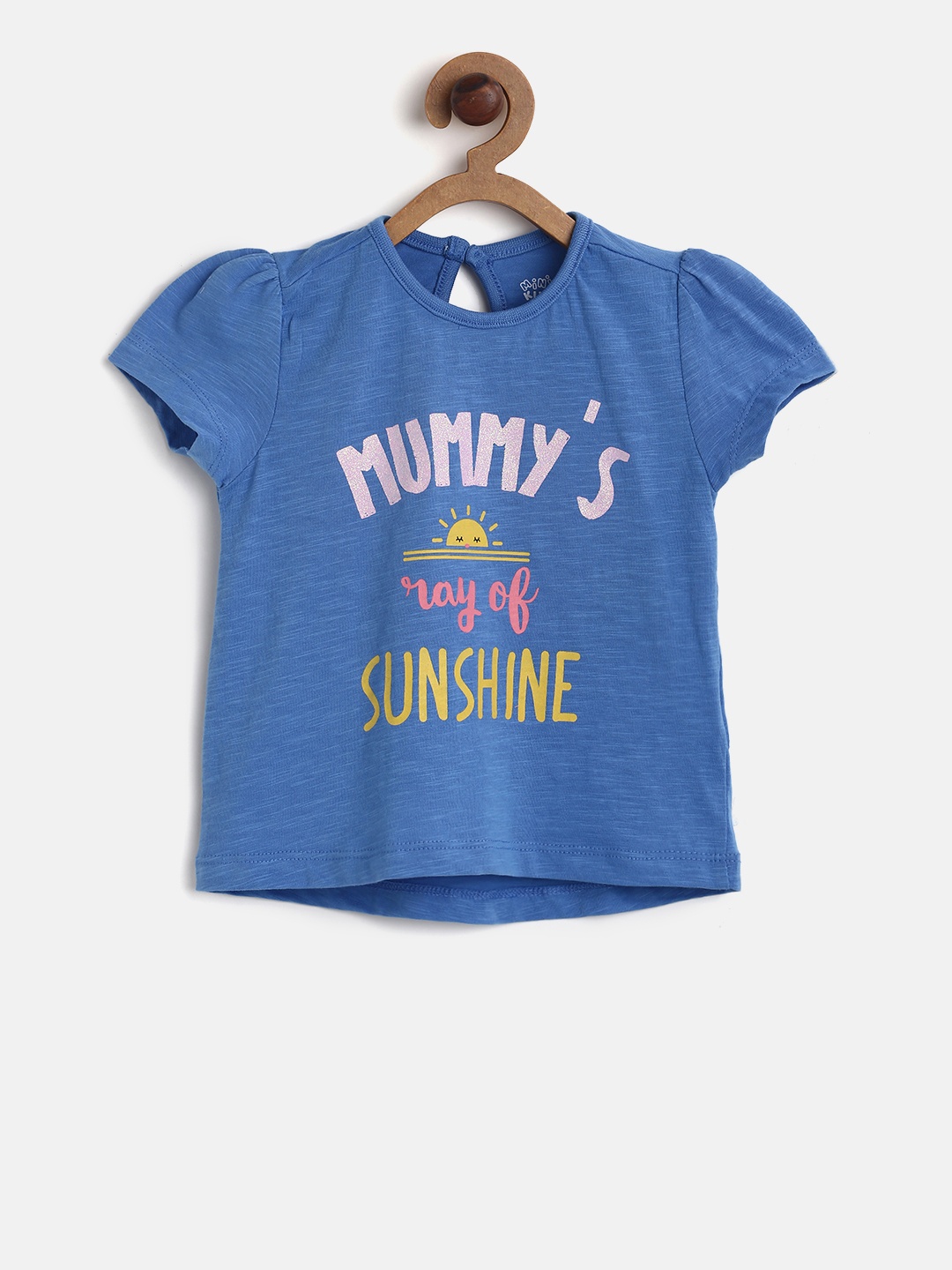 

MINI KLUB Girls Blue Printed Round Neck T-shirt