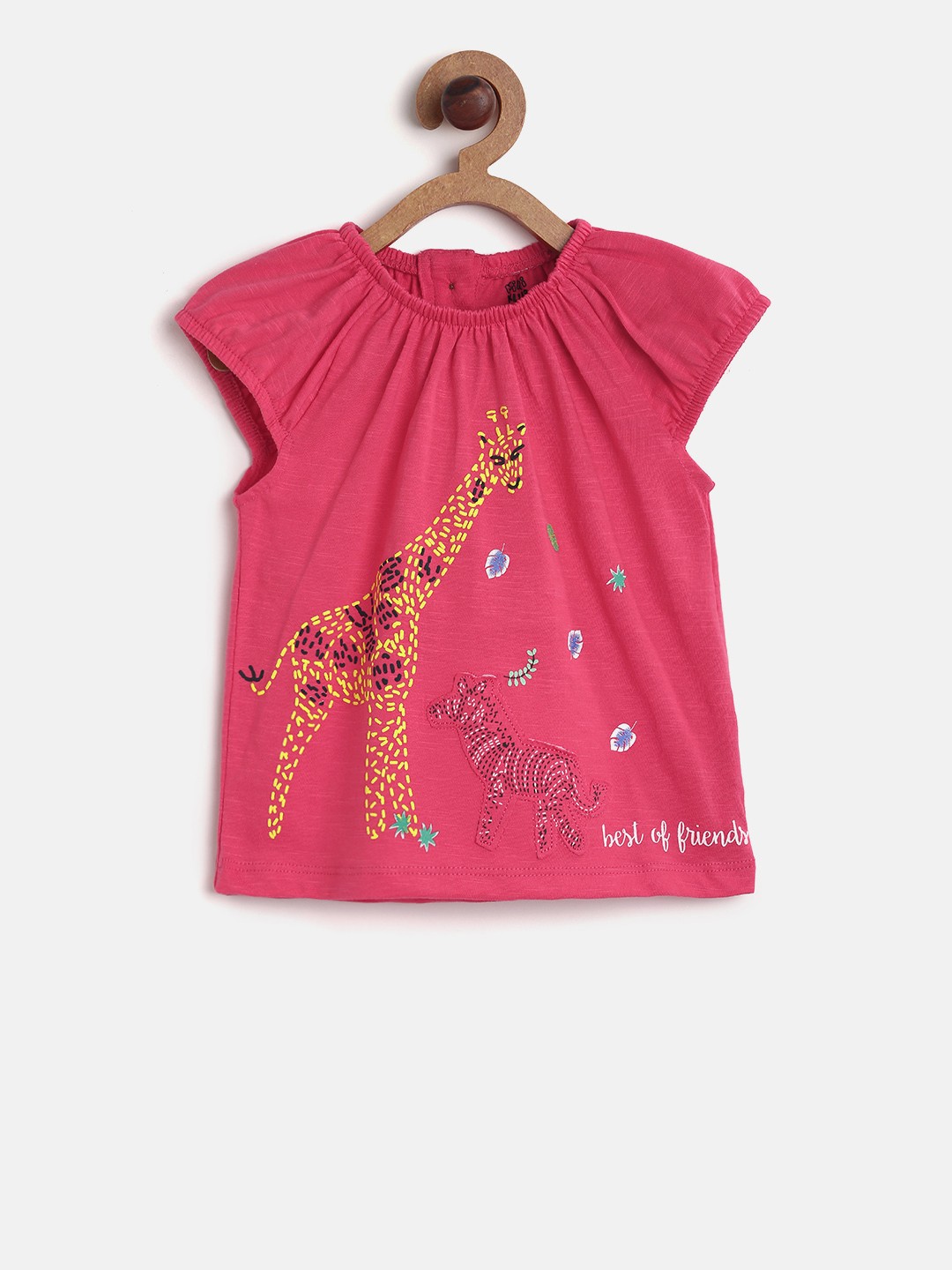 

MINI KLUB Girls Pink Printed Round Neck T-shirt