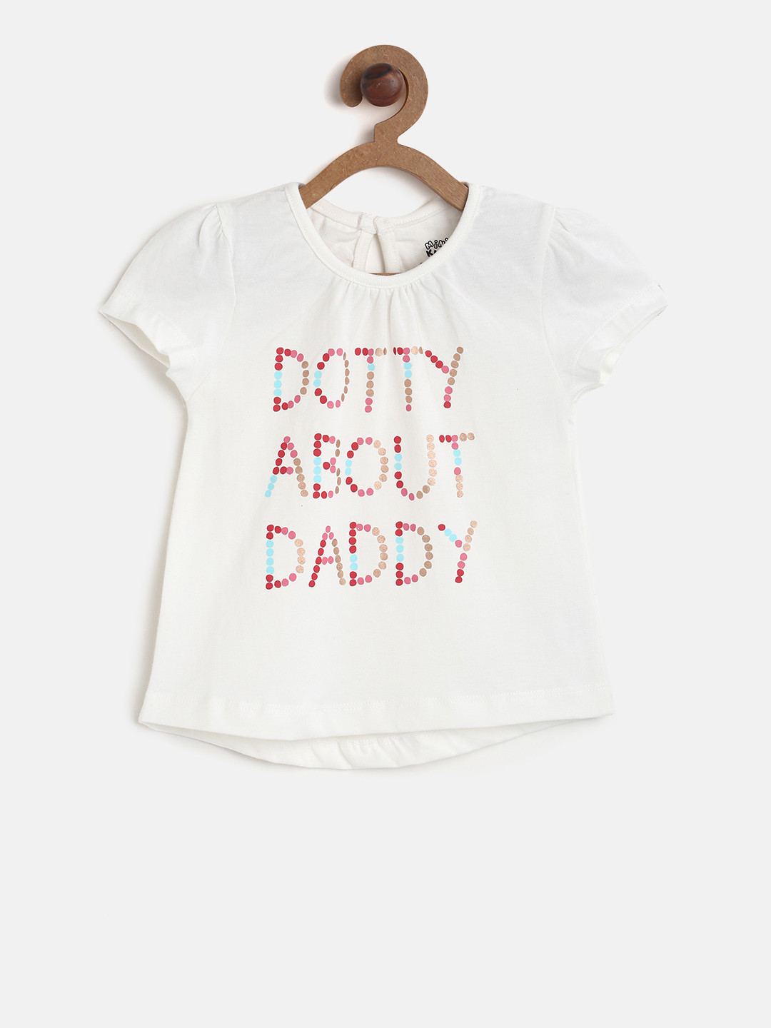 

MINI KLUB Girls White Printed Round Neck T-shirt