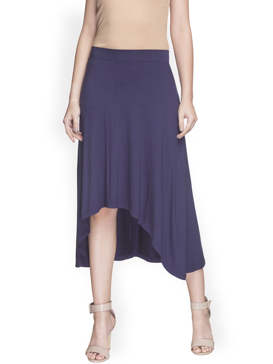 

Globus Solid Blue Knee-Length Skirt