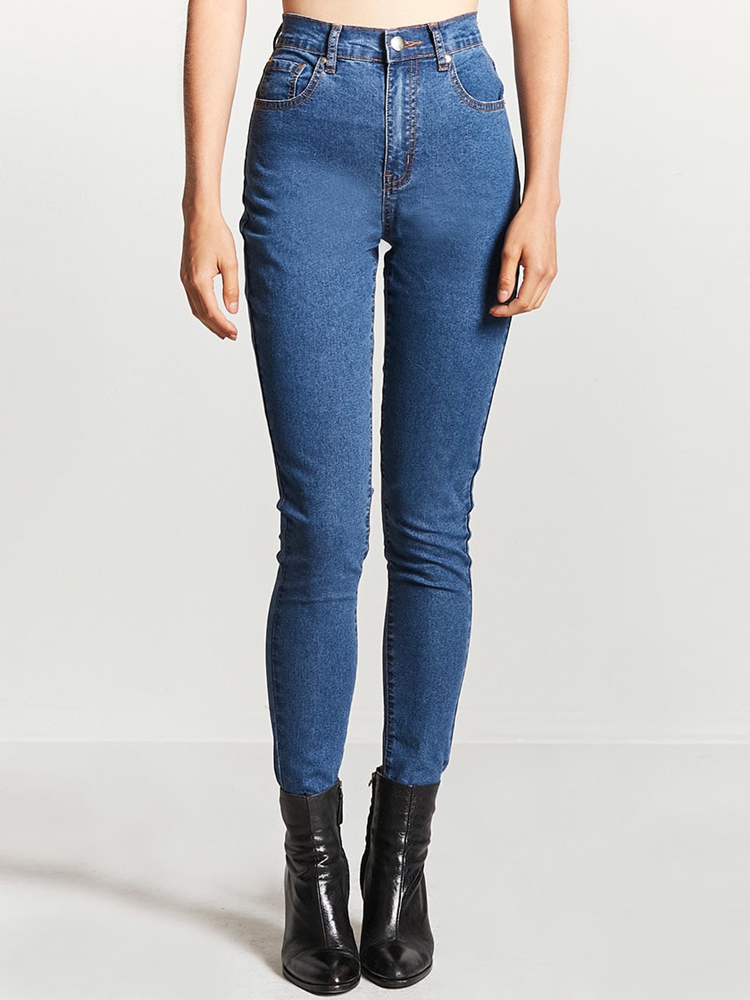 

FOREVER 21 Women Blue Skinny Fit Mid-Rise Clean Look Stretchable Jeans