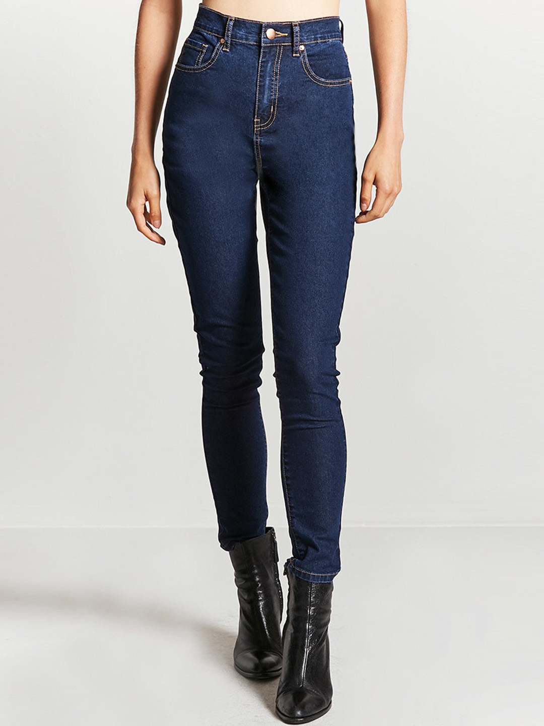 

FOREVER 21 Women Blue Skinny Fit Mid-Rise Clean Look Stretchable Jeans
