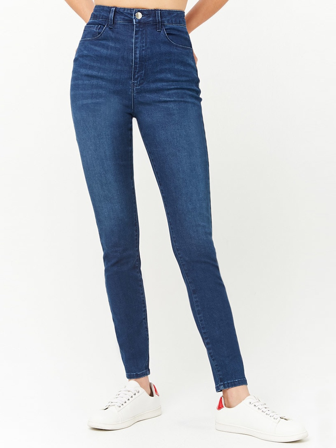 

FOREVER 21 Women Blue Skinny Fit High-Rise Clean Look Stretchable Jeans