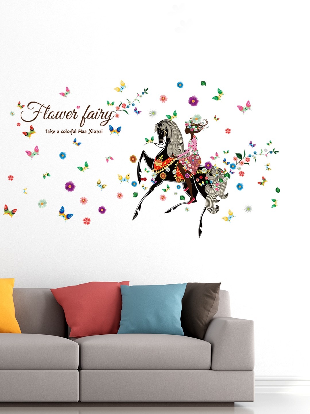 

Cortina Multicoloured Flower Fairy Wall Sticker, Multi