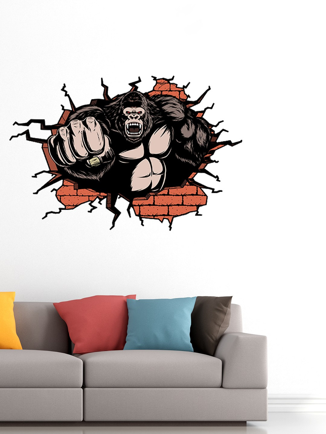 

Cortina Multicoloured Angry Gorilla Wall Sticker, Multi