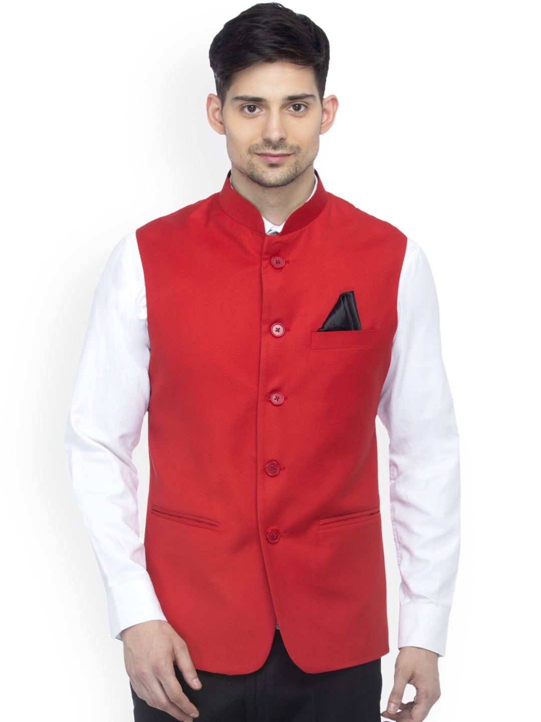

Favoroski Men's Red Nehru Jacket