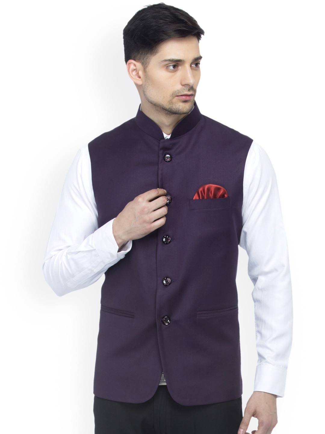 

Favoroski Men's Purple Nehru Jacket