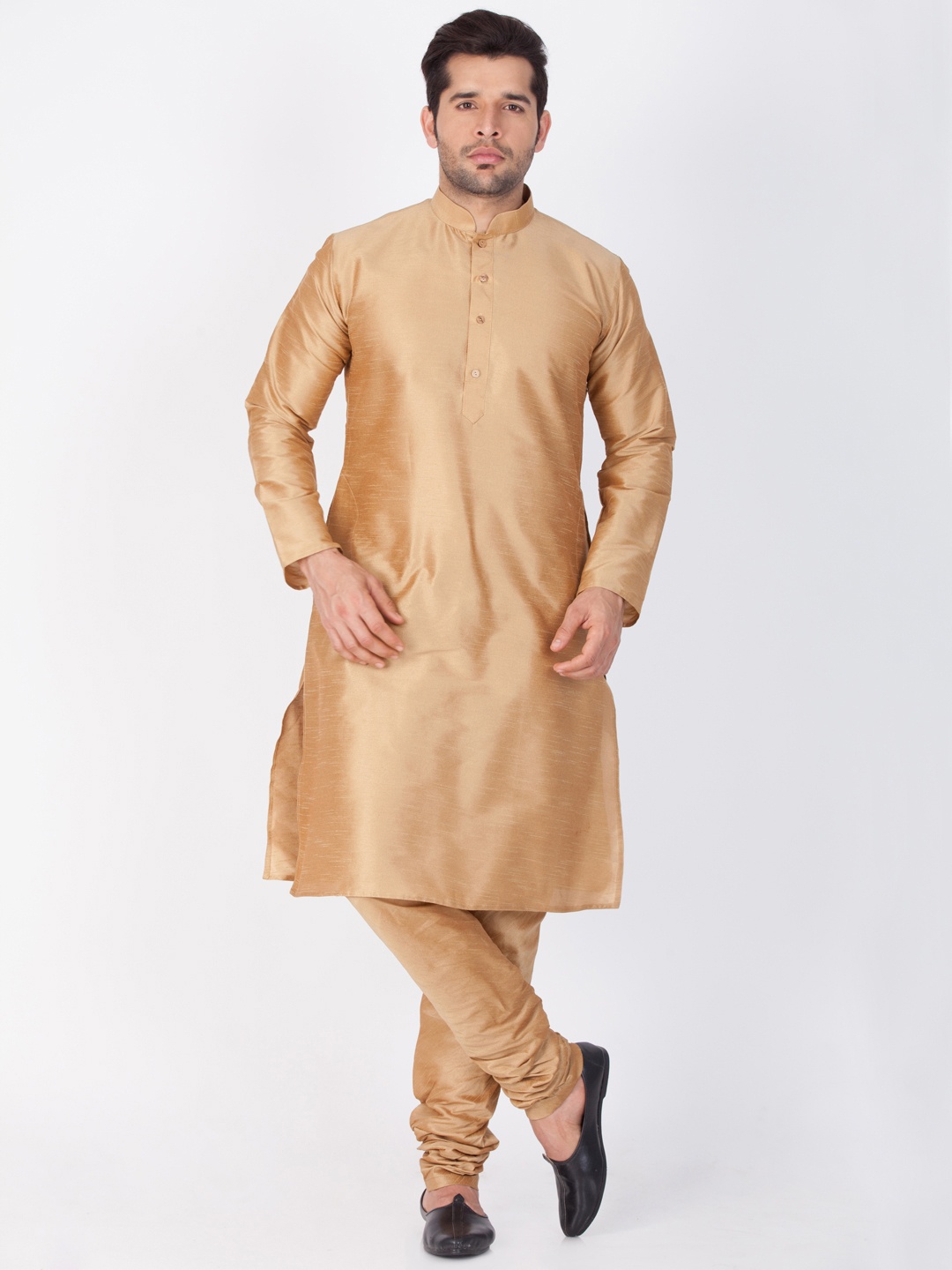 

VASTRAMAY Men Gold-Toned Solid Straight Kurta