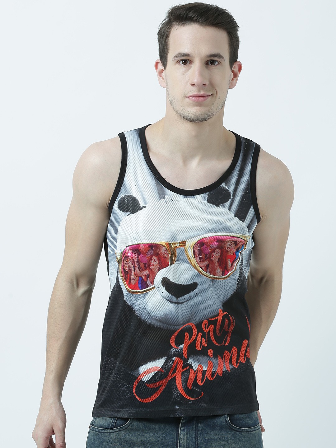 

Wear Your Mind Men Grey Printed Scoop Neck T-shirt
