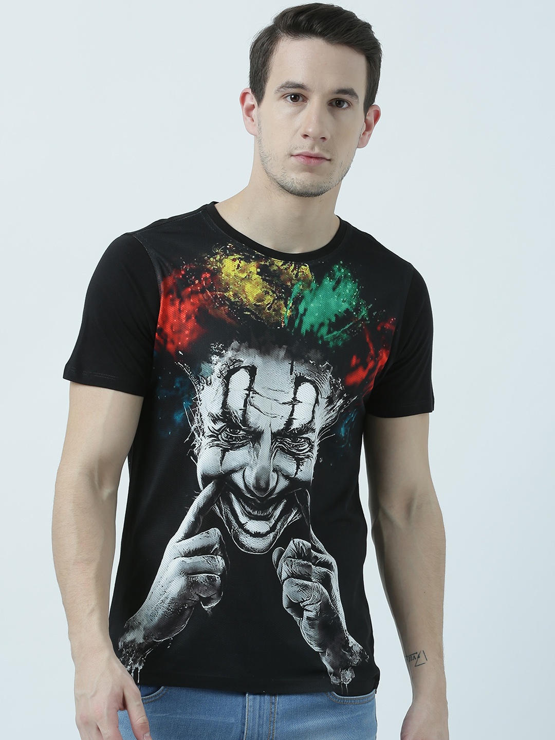 

Wear Your Mind Men Black Printed Round Neck T-shirt