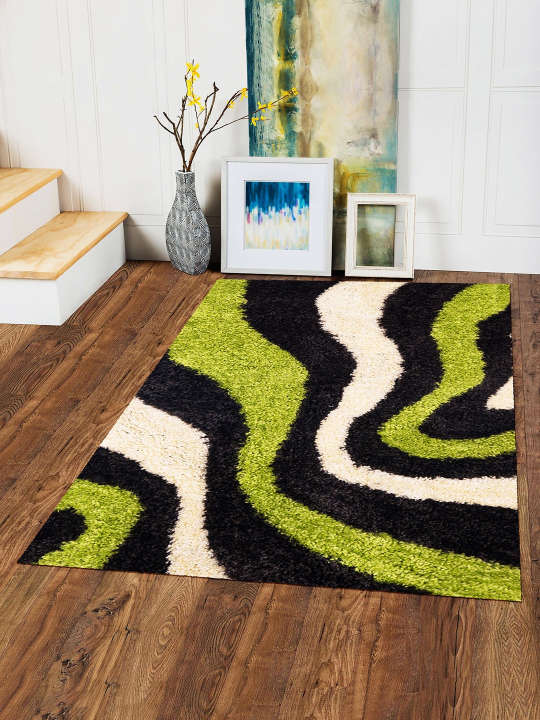 

Story@home Black & Green Printed Carpet