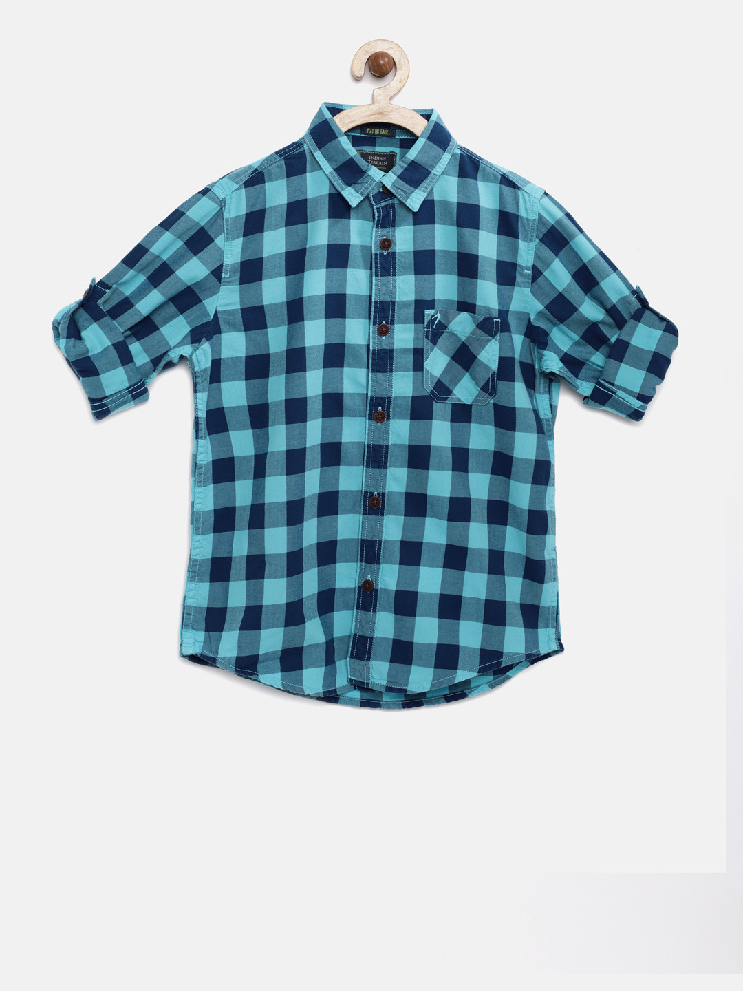 

Indian Terrain Boys Blue Regular Fit Checked Casual Shirt