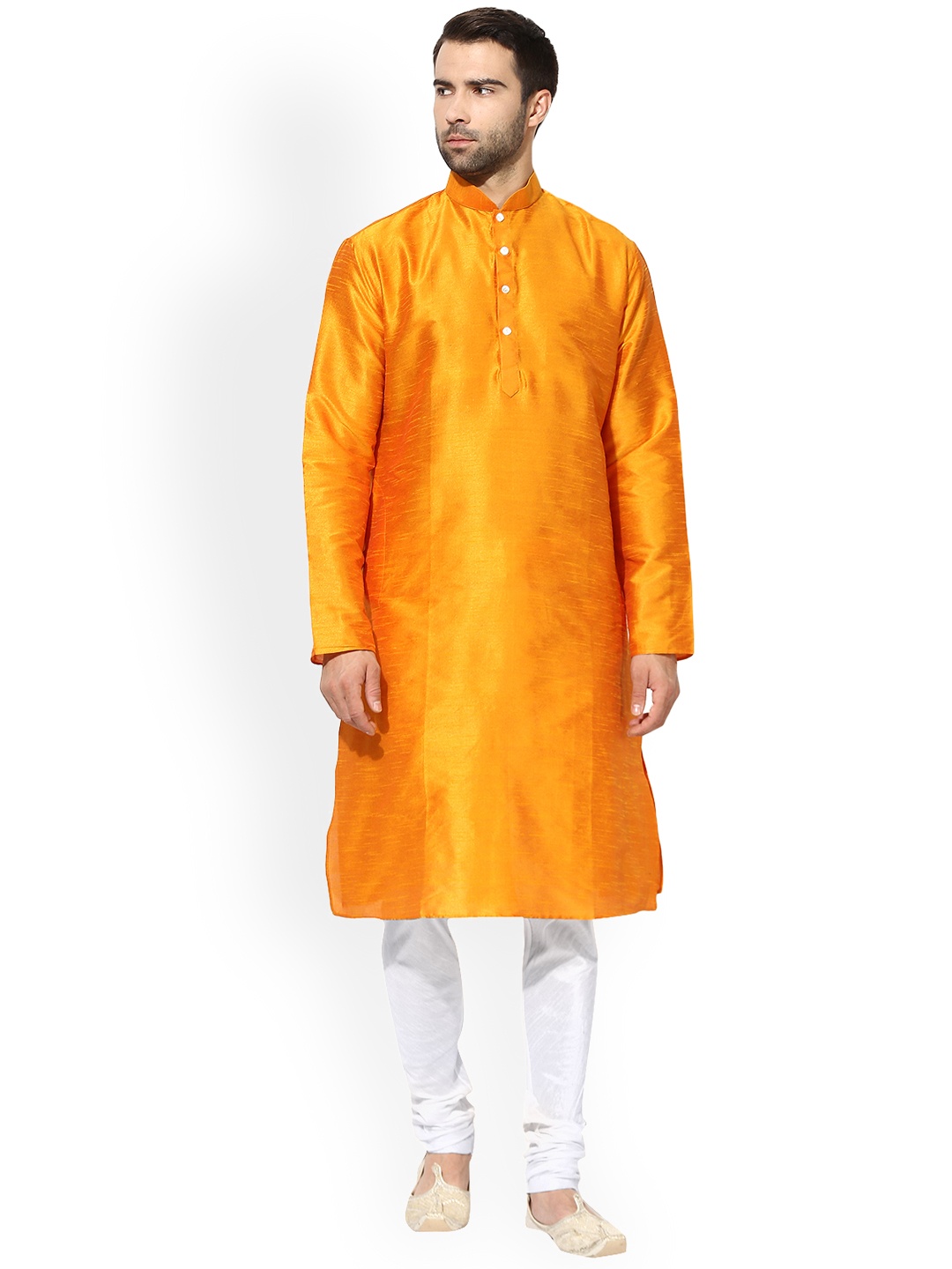 

KISAH Men Yellow & White Solid Kurta with Churidar
