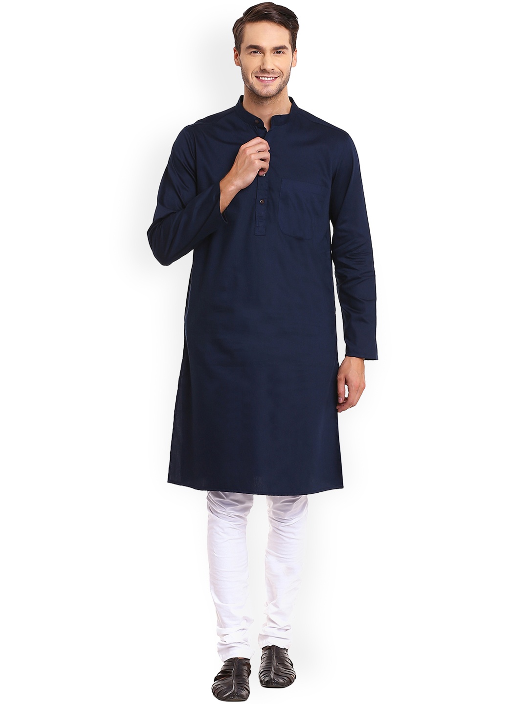 

even Men Navy Blue Solid Pakistani Style Kurta