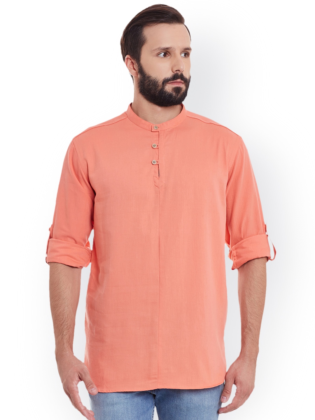

even Men Coral Solid Straight Kurta