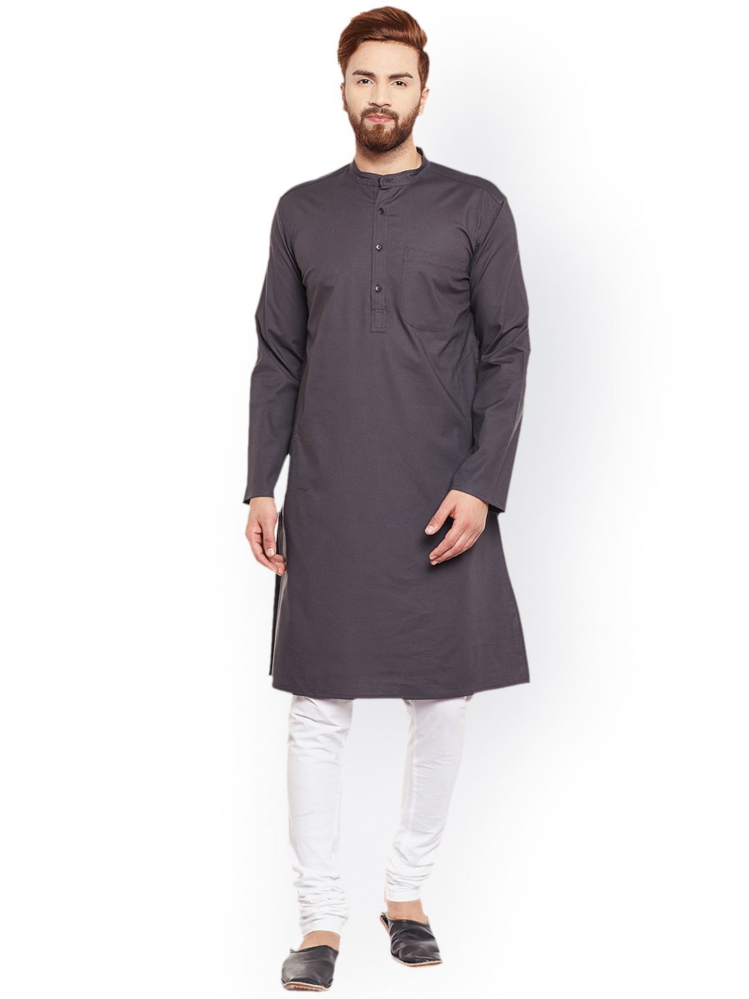 

even Men Grey Solid A-Line Kurta