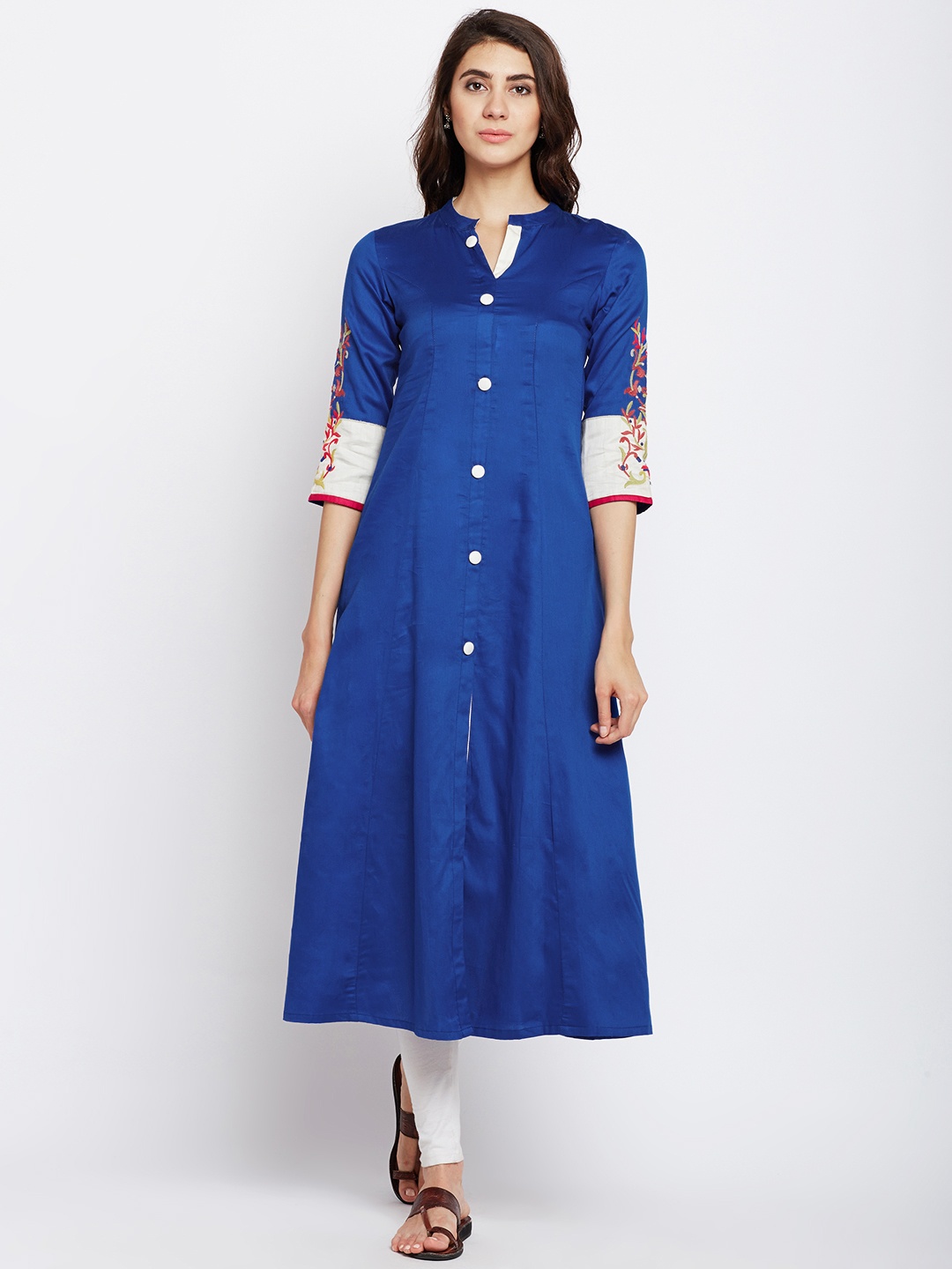 

Span Women Blue Solid A-Line Kurta