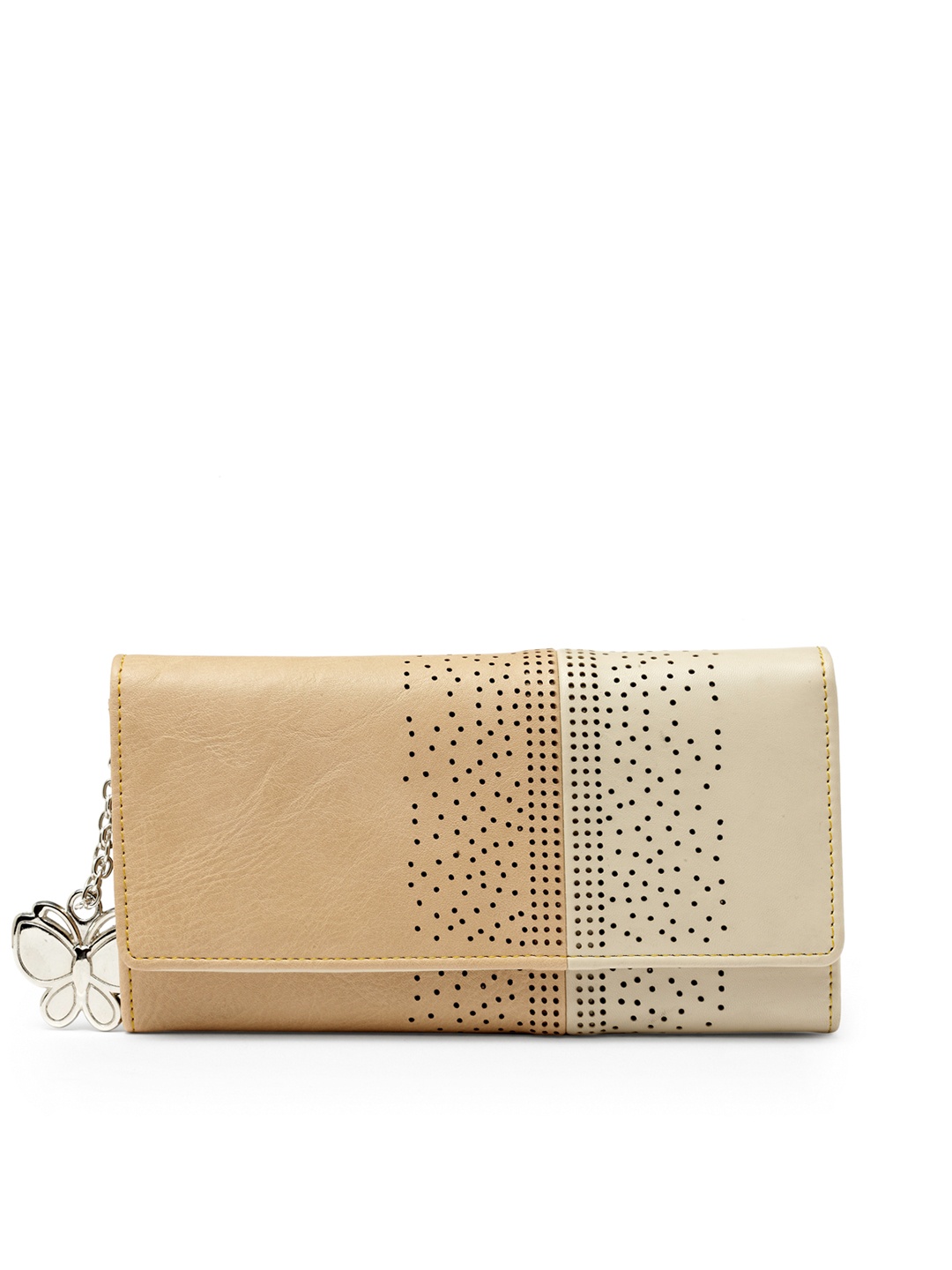 

Butterflies Women Cream-Coloured & Beige Solid Two Fold Wallet