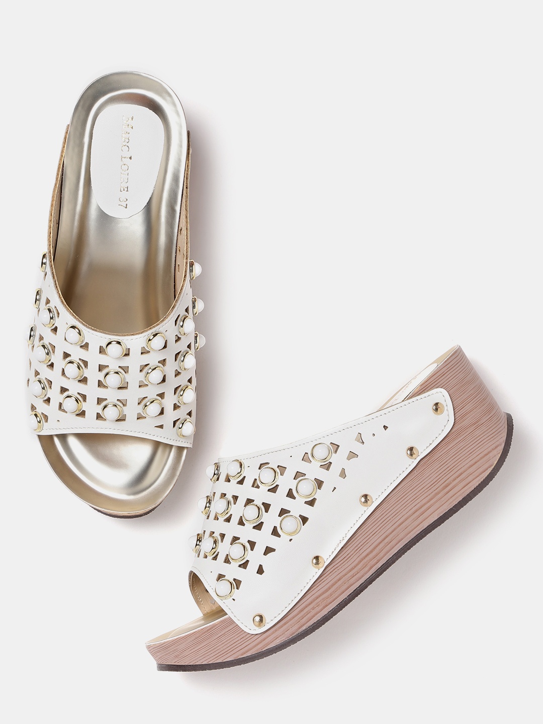 

Marc Loire Women White Embellished Wedges