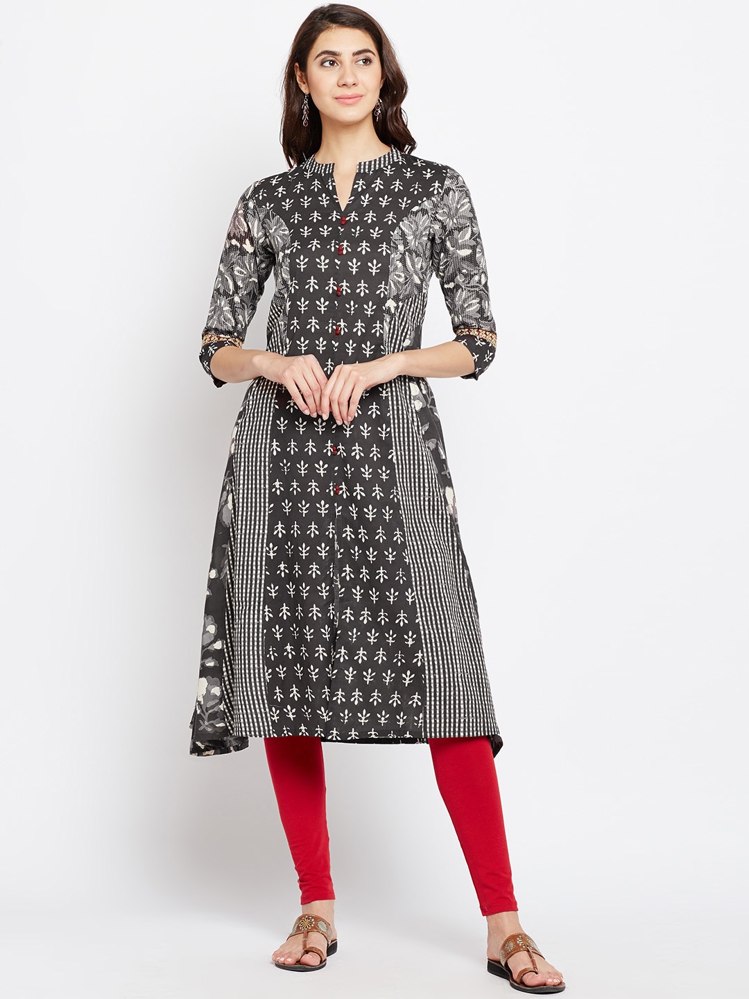 

Span Women Brown & Off-White Printed A-Line Kurta