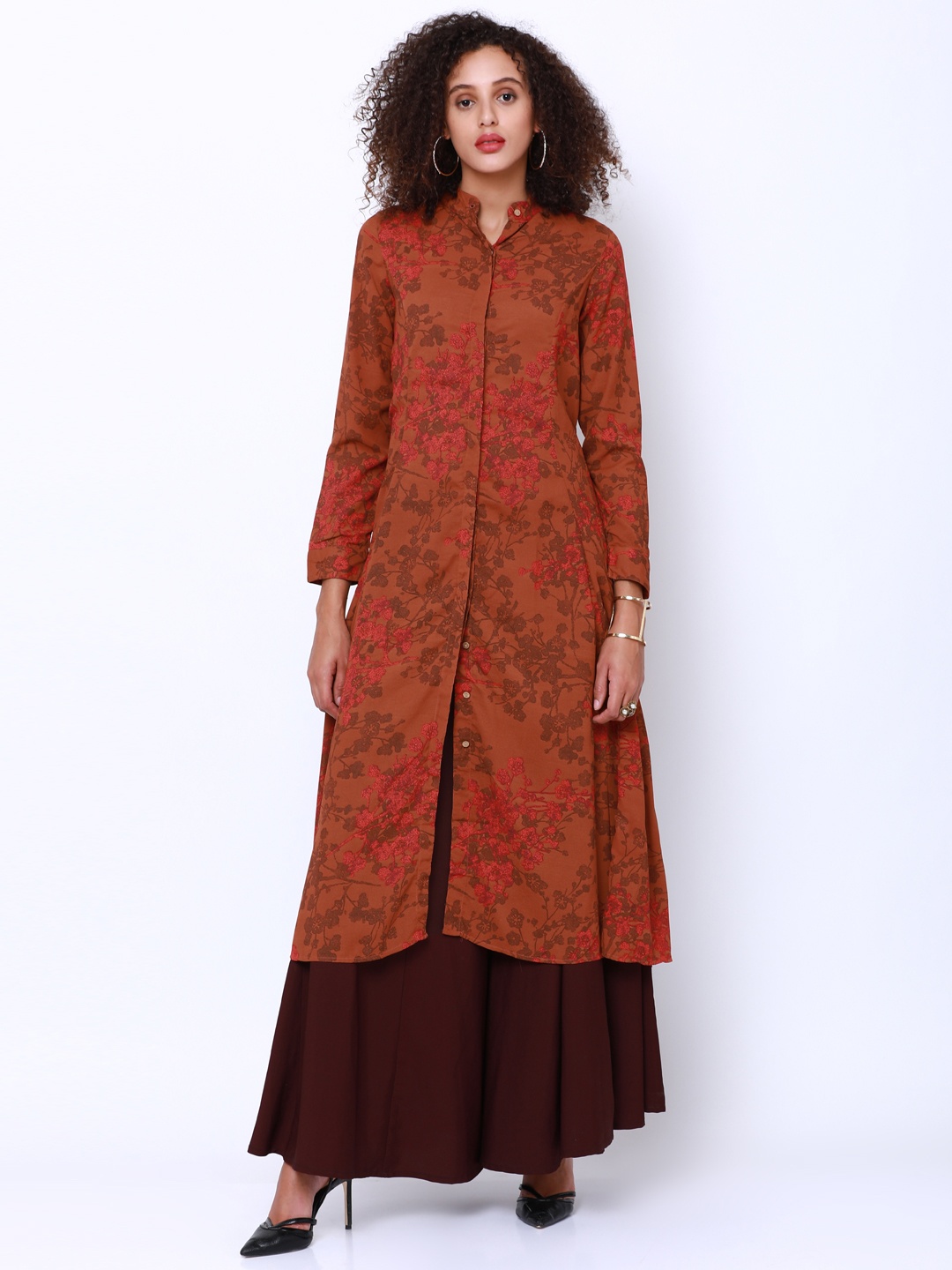 

Vishudh Women Brown Printed A-Line Kurta