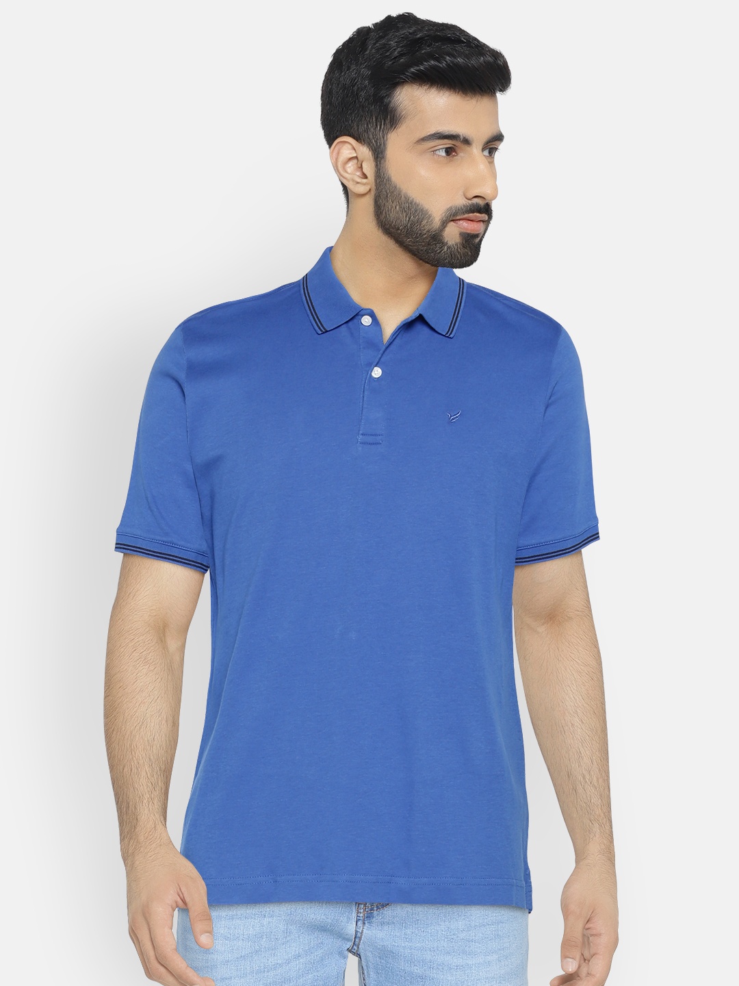 

Blackberrys Men Blue Solid Polo Collar T-shirt